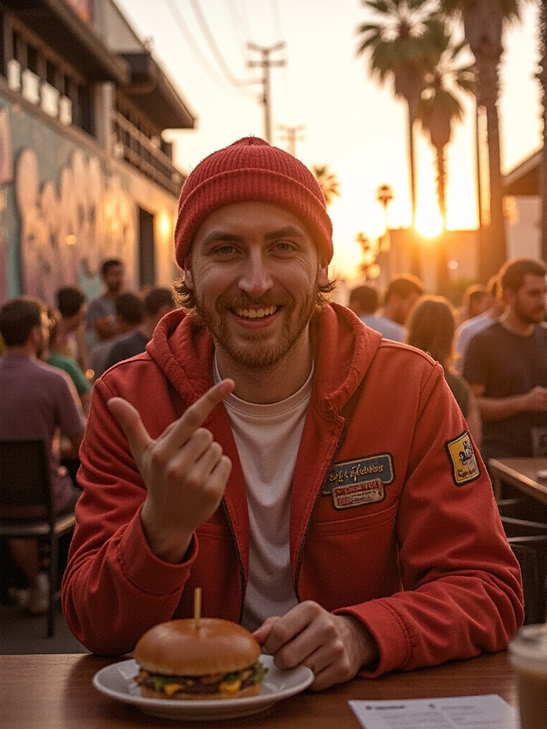 The same person AI-generated in a different style and scene
