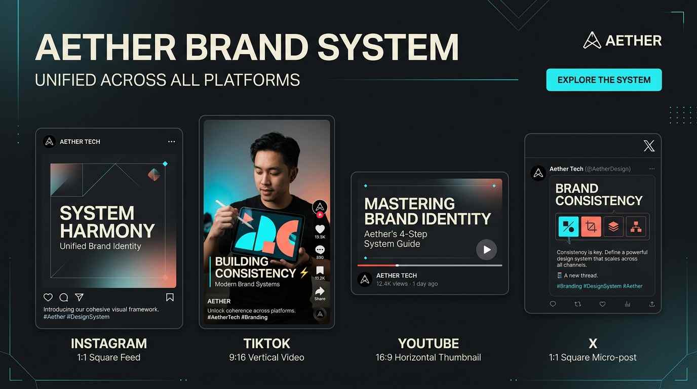 Brand consistency example showing matching visual style across multiple social media posts