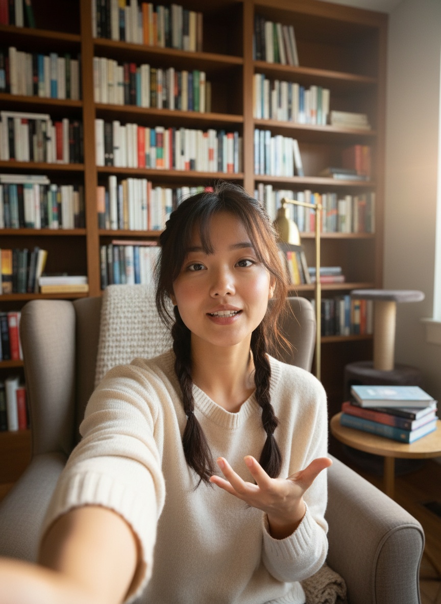 Cozy Library UGC setting for brand marketing