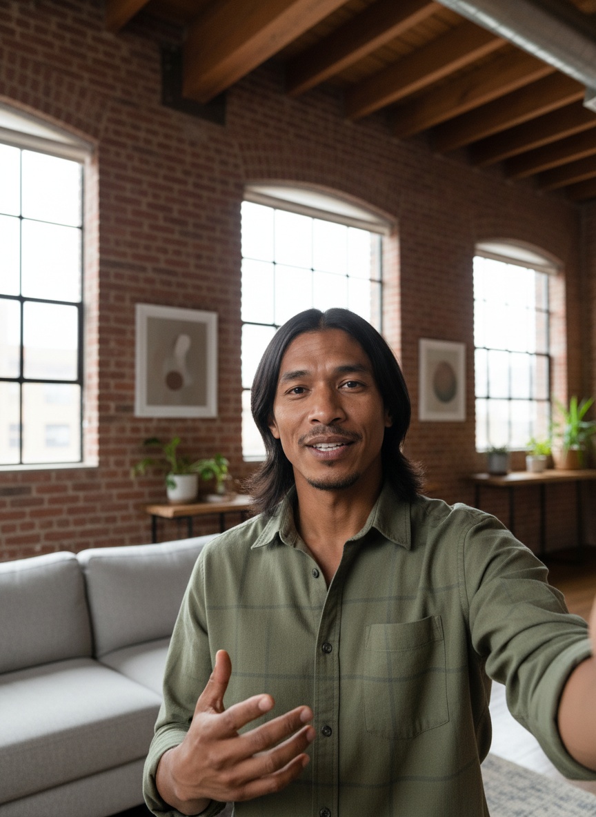 Industrial Loft UGC setting for social media manager